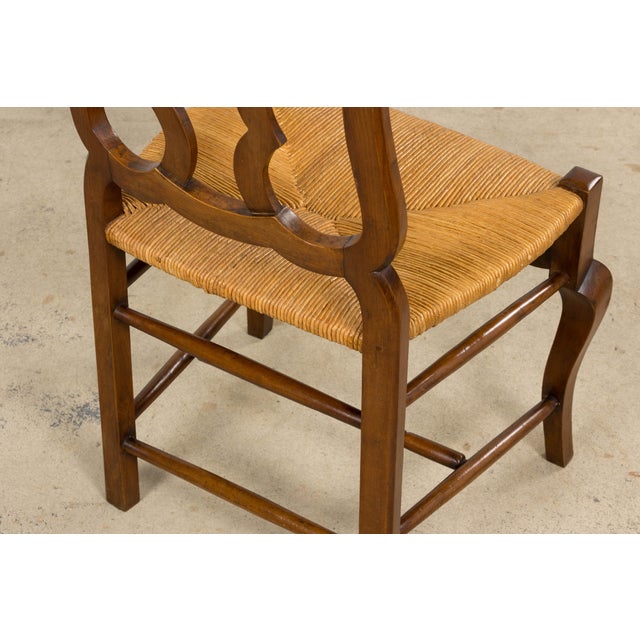 Antique French Provincial Walnut Dining Chairs With Rush Seats - Set of 8 For Sale - Image 17 of 18