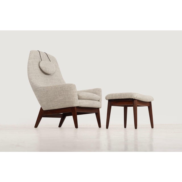 1960s Danish Modern Lounge Chair and Ottoman 1960s For Sale - Image 5 of 12