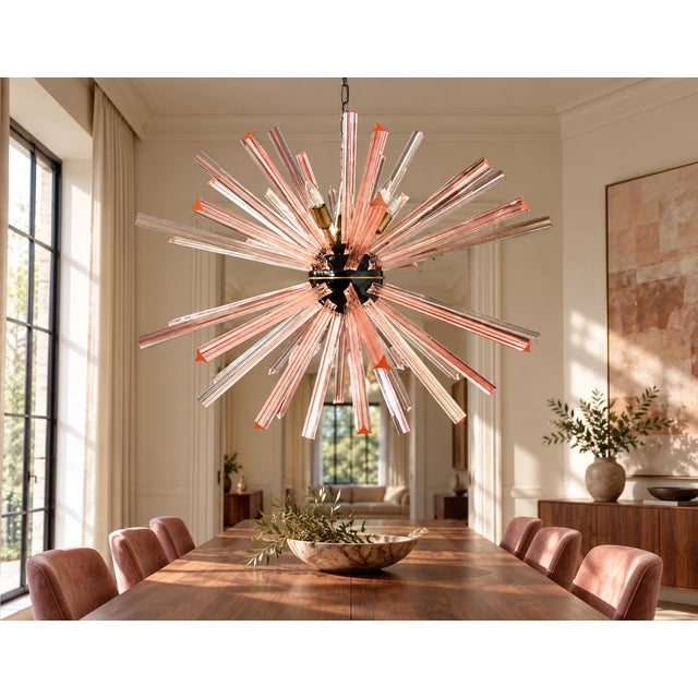 Sputnik Pendant Light with 50 Pink Glass Prisms from Justfurnituress SRL For Sale - Image 6 of 10