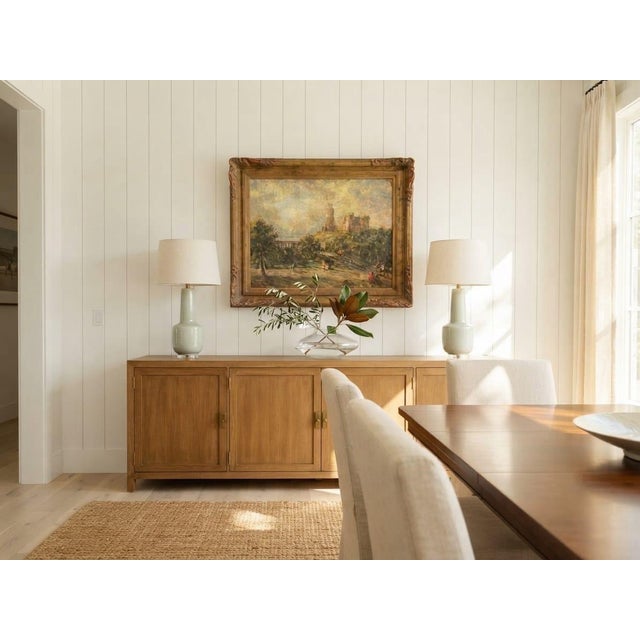 An Antique Oil Painting Luminous Citadel: A Classic European Landscape For Sale - Image 10 of 12