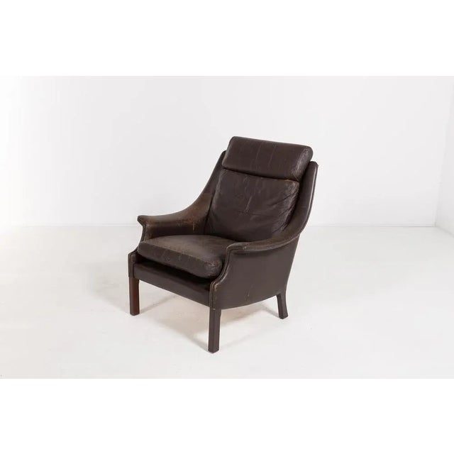 Brown Mid-Century Modern Danish Architectural Armchair, 1960s For Sale - Image 8 of 11