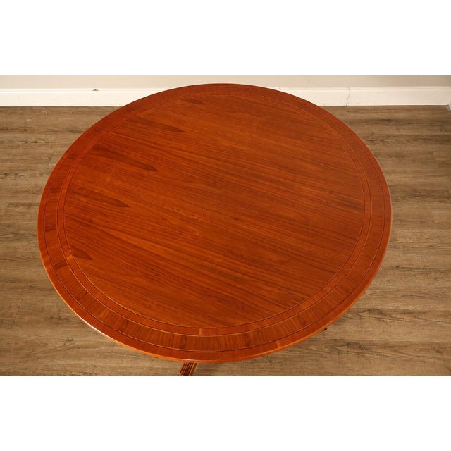Traditional Duncan Phyfe Style Mahogany Round Breakfast Table With Brass Claw Feet For Sale - Image 3 of 18