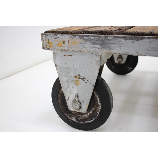 Vintage Industrial Cart in Metal and Wood, Czechoslovakia, 1950s For Sale - Image 4 of 9