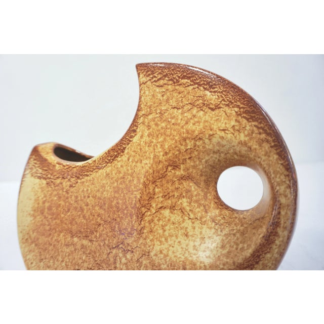 1960 Bertoncello Italian Vintage Abstract Sculpture Brown Red Beige Ceramic Vase For Sale - Image 10 of 12