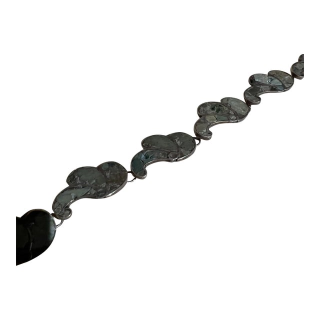 Vintage Mayan Revival Bracelet Sterling & Malachite Taxco For Sale