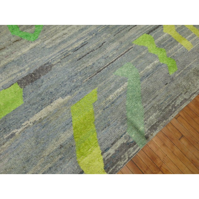 Gray Primitive Modern Turkish Rug, 9'10'' X 14'11'' For Sale - Image 8 of 11