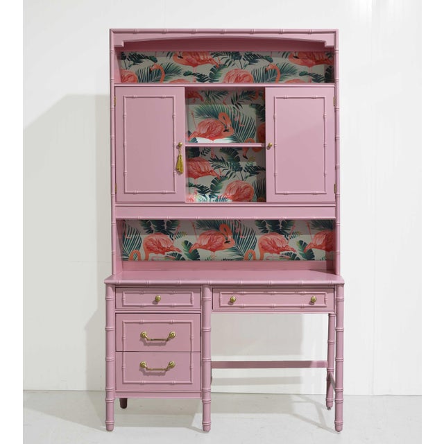 Thomasville 1960s Hollywood Regency Faux Bamboo Two Piece Desk by Thomasville - Newly Refinished For Sale - Image 4 of 18