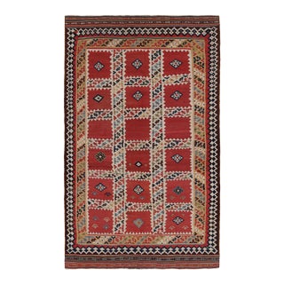 Vintage Kilim in Red With Polychromatic Geometric Patterns, From Rug & Kilim For Sale