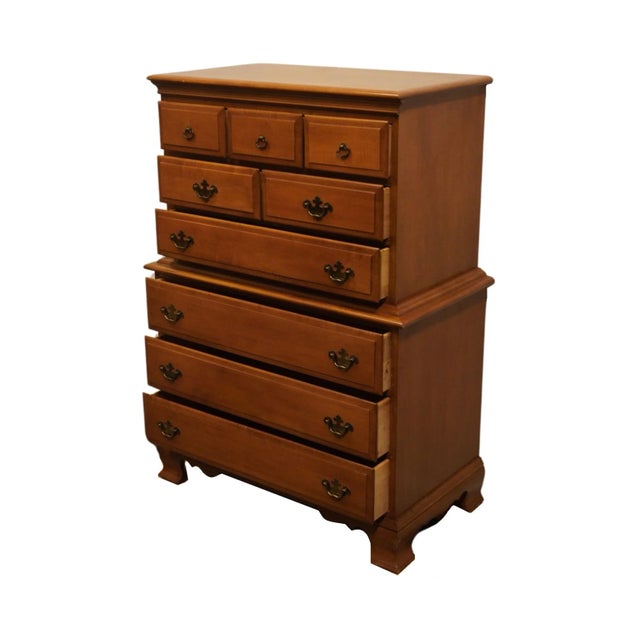 Late 20th Century Sumter Cabinet Solid Hard Rock Maple Colonial Early American 36" Chest on Chest For Sale - Image 5 of 11