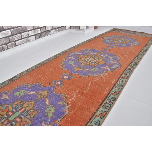 1950s Anatolian Floral Oushak Hallway Runner For Sale - Image 4 of 10
