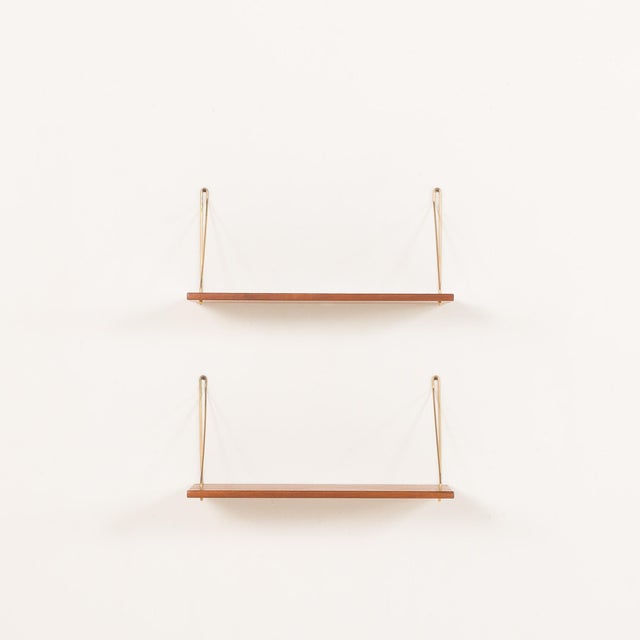 Vintage Danish Teak Floating Shelves, 1960s, Set of 2 For Sale - Image 4 of 9