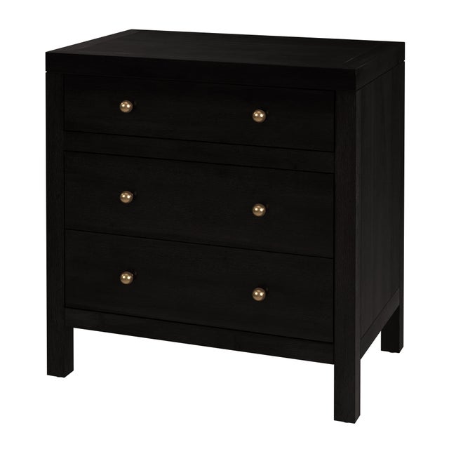 Black Nora 25 in. W Rectangular Wood 3 Drawer Nightstand, Antique Coffee For Sale - Image 8 of 8