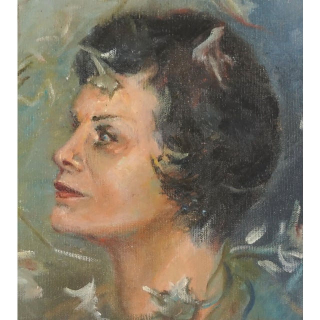 Wonderful mid century portrait of woman named Charlotte by Irinia Belotelkin Roublon (Russian/American, 1913 - 2009),...