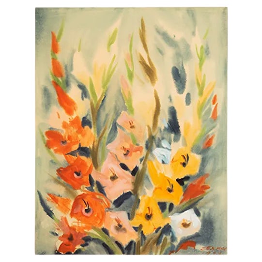Gladioli, 1960s, Watercolor on Paper, Framed For Sale