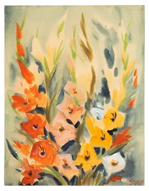 Gladioli, 1960s, Watercolor on Paper, Framed