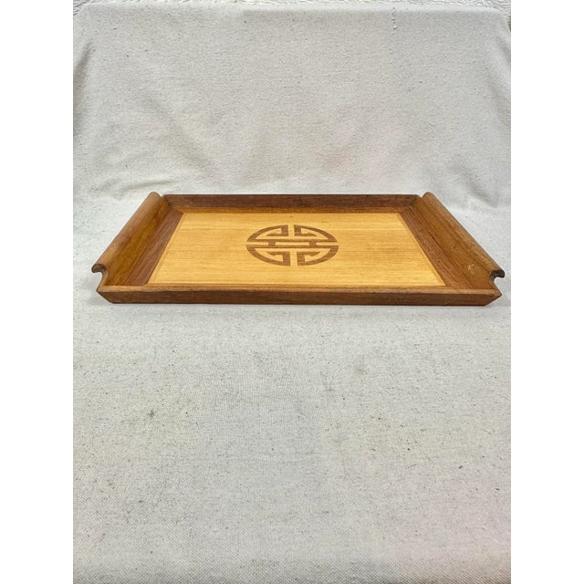 Chinoiserie Vintage Chinoiserie Wood Serving Tray For Sale - Image 3 of 7