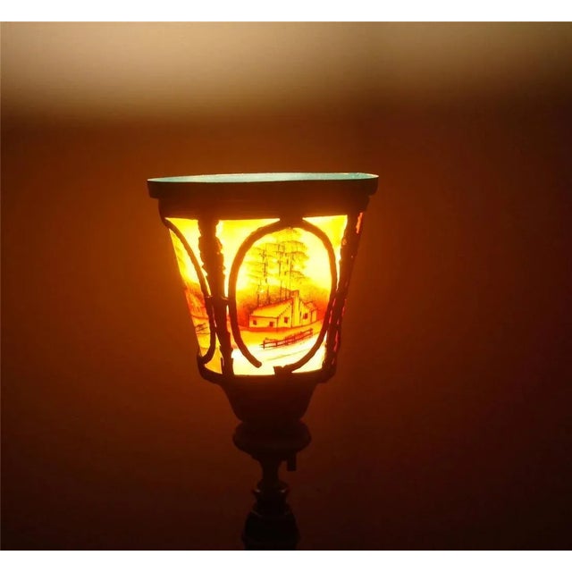 1920's Reverse Painted Torchiere Floor Lamp For Sale - Image 10 of 11