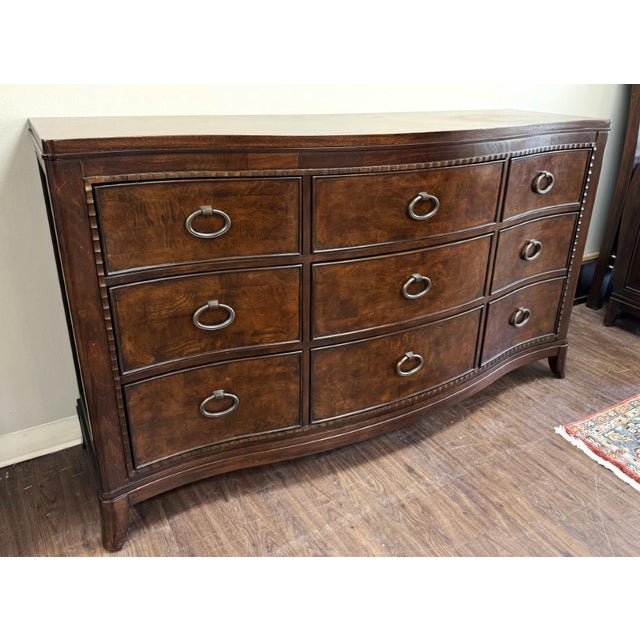 Traditional Universal Furniture Transitional Burled-Finish Dresser With Mirror For Sale - Image 3 of 18