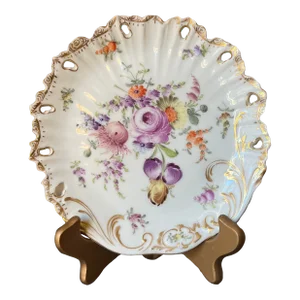 Dresden Hand-Painted Fine Bone China Plate, Made in Germany Late 19th Century