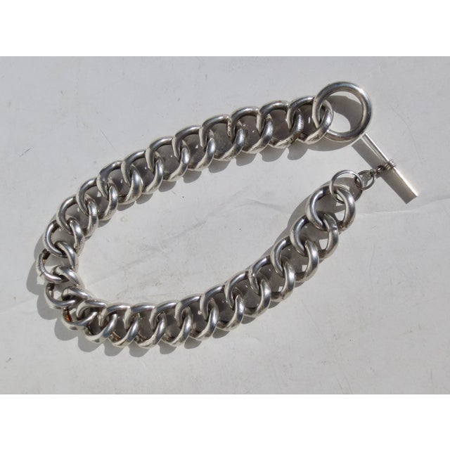 Mid-Century Modern Large Hollow Link Sterling Silver Necklace For Sale - Image 3 of 7