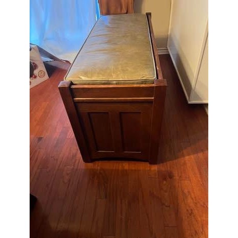 Mission Stickley Mission Bench With Removable Leather Cushion For Sale - Image 3 of 9