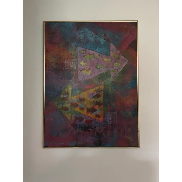 Ed Shewmake, ( 1920-2008) acrylic on plexiglass titled "Please Follow Directions" in simple gold metal frame. Ed Shewmake...