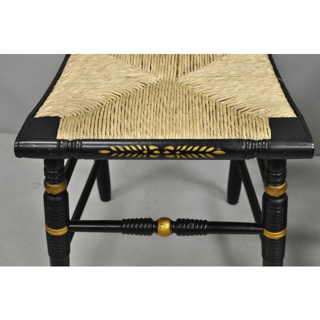 Mid 20th Century Mid 20th Century Vintage Nichols & Stone Hitchcock Harvest Stencil Painted Black Side Chair Pair For Sale - Image 5 of 12