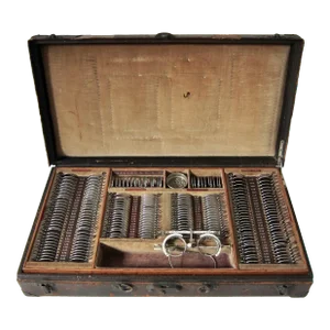 Antique American Optometry Trial Lens Set With Testing Glasses