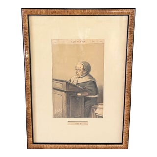 Framed Original 1869 Vanity Fair "Ape" Caricature Titled "Judges No.1" For Sale