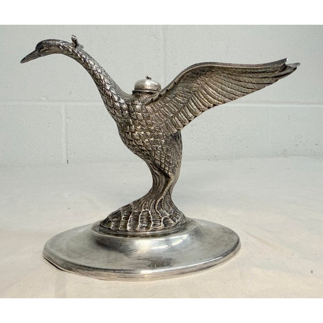 Figurative Antique Silverplate Swan Bird Brandy Glass Warmer Table Top Oil Lamp Heater For Sale - Image 3 of 12