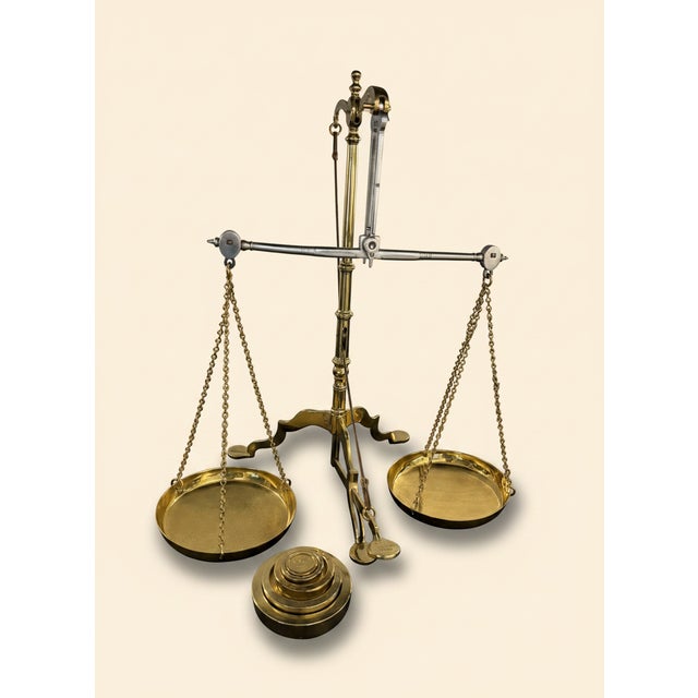 Antique English Doyle & Son Brass Merchant Balance Scale With Avery Weights For Sale - Image 10 of 16