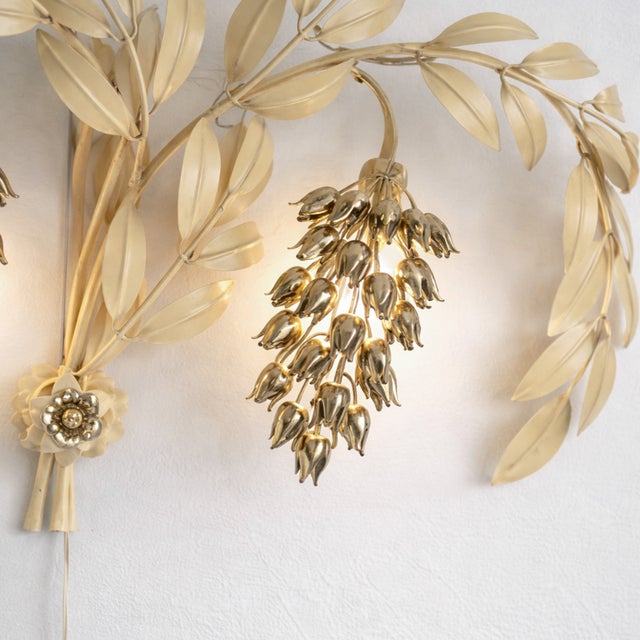 Mid-Century Modern White and Gold Wisteria Sconce by Hans Kögl, 1970s For Sale - Image 3 of 4