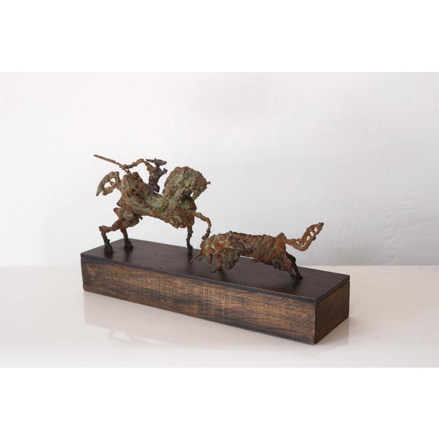 Mid Century Brutalist Bronze Picador & Bull Sculpture For Sale - Image 10 of 11