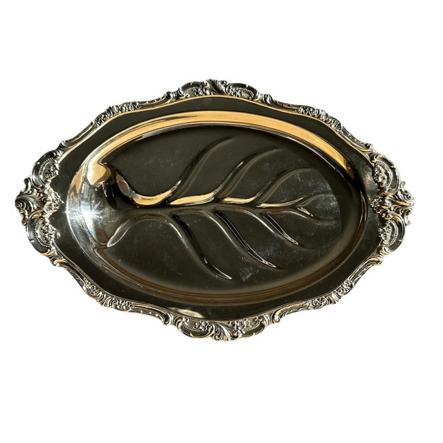 1940s Baroque Wallace Silver-Plate Serving Meat Platter For Sale - Image 10 of 10