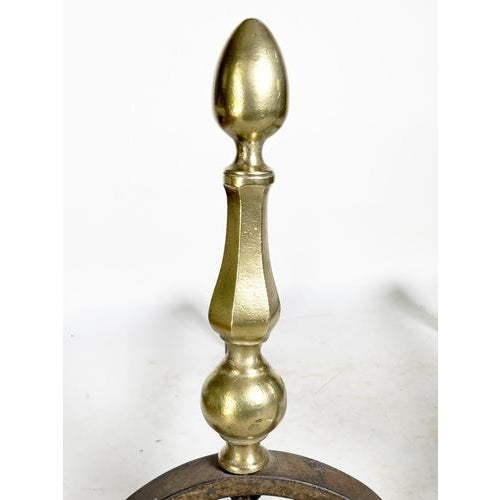1930s Andirons with Brass Finials, France, 1930s, Set of 2 For Sale - Image 5 of 14