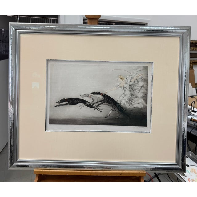 Art Deco "Speed" (Vitesse) by Louis Icart, C. 1929 Etching on Woven Paper For Sale - Image 3 of 4