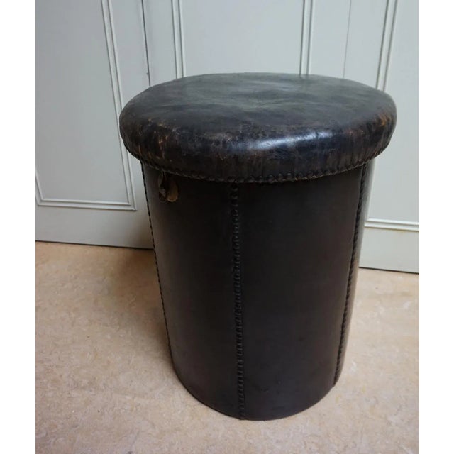 Antique Leather Ottoman For Sale - Image 6 of 15