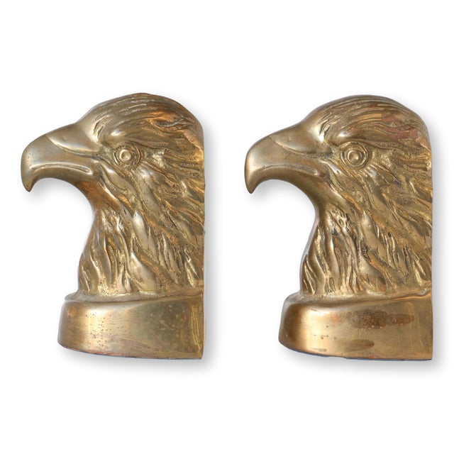 Mid 20th Century Vintage Brass Eagle Bookends, Pair For Sale - Image 5 of 6