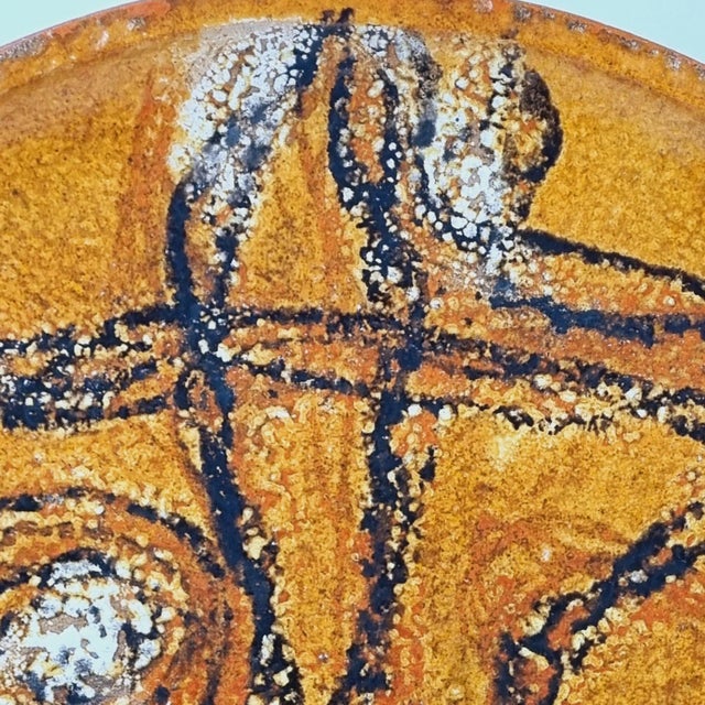 1960s Large Vintage Glazed Ceramic Wall Plate with Abstract Motif, 1960s For Sale - Image 5 of 14