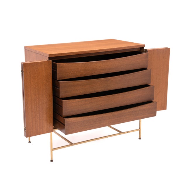 Mid-Century Modern Paul McCobb Calvin Irwin Collection Bi-Fold Door 4 Drawer Dresser Credenza Chest Mahogany Brass For Sale - Image 3 of 18