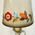 Ruby Red 1950s Vintage Boho Chic Farmhouse Calico Floral Small Tole Table Lamp. For Sale - Image 8 of 13