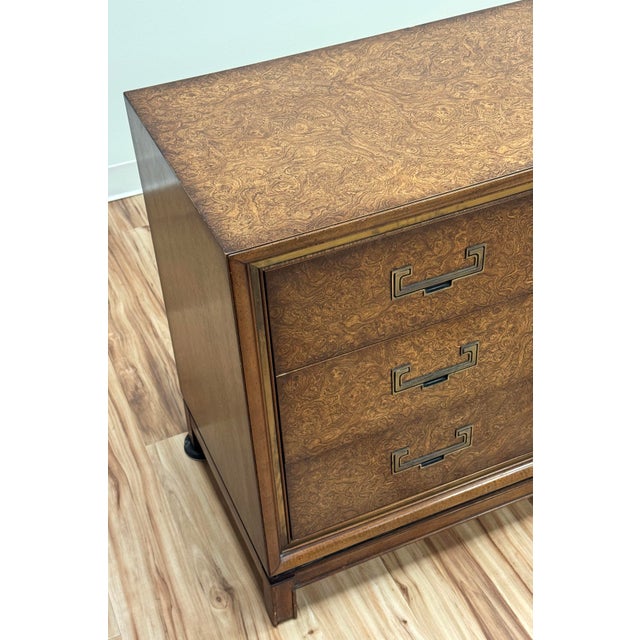 Mid 20th Century Vintage Founders Furniture Burl Wood Nine Drawer Lowboy Dresser For Sale - Image 5 of 12