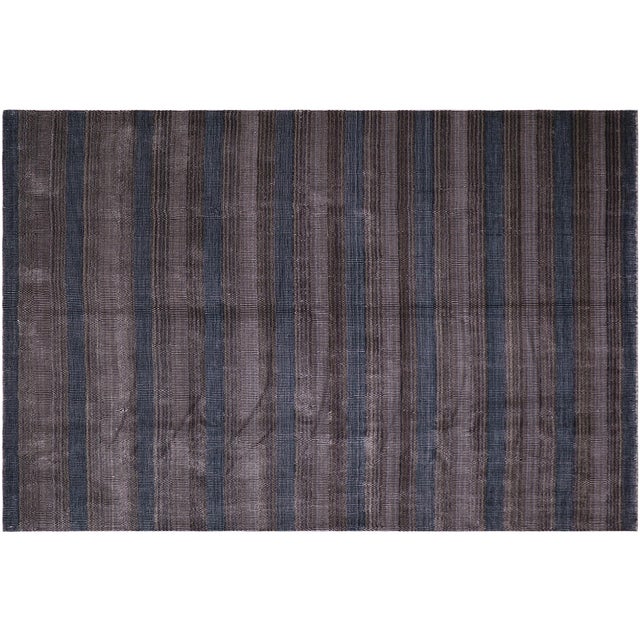 Black Chic Grass Black/Ivory Wool Rug - 8'4''x9'8'' For Sale - Image 8 of 9
