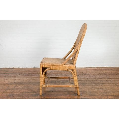 Rustic Vintage Rattan Chairs with Covered Front Aprons, Sold Each For Sale - Image 3 of 12