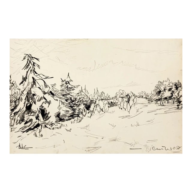 Landscape - Original Mixed Media by T. Gertler - 1970s 1970s For Sale