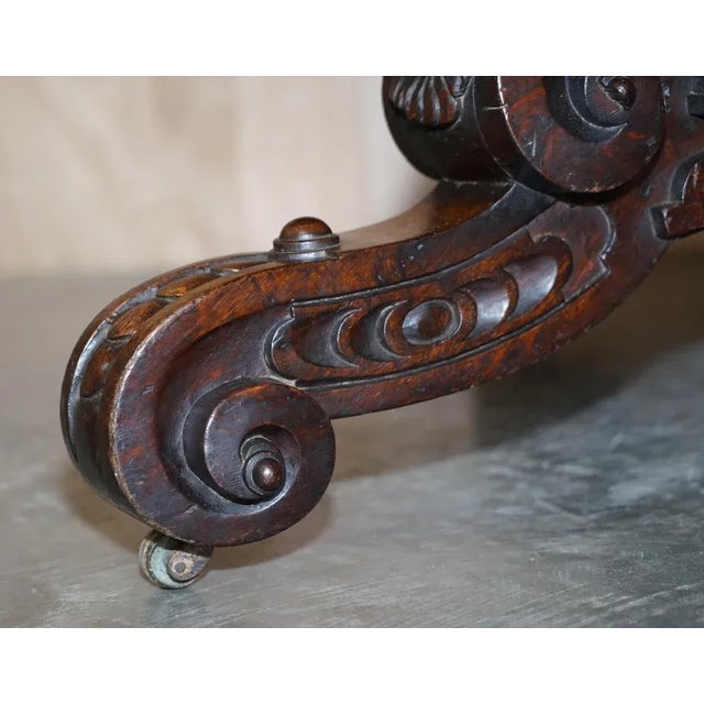 Antique Gothic Revival Hand Carved Lions Head Centre Occasional Table For Sale - Image 9 of 17