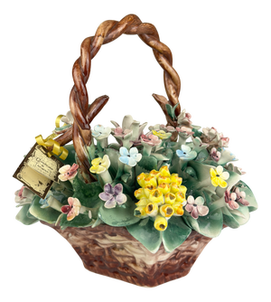 Vintage Ceramic Flower Basket from Capodimonte, Italy 1960s