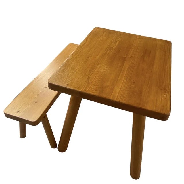 Set of High Table & Bench attributed to René Martin for Charlotte Perriand, 1965 For Sale - Image 6 of 8