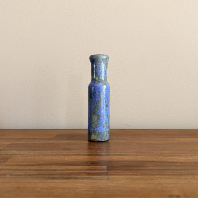 Mid-Century Modern Vintage 1960s Mid-Century Hans Hedberg Blue Mottled Glaze Ceramic Vase Biot, France For Sale - Image 3 of 8
