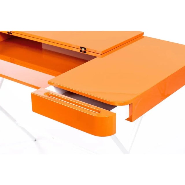 Cosimo Desk with Orange Glossy Lacquered Top by Marco Zanuso Jr. for Adentro For Sale - Image 4 of 9